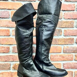 Bakers Knee High Riding Boots Women's Size(US 7-7.5) Black Leather Flat Heel